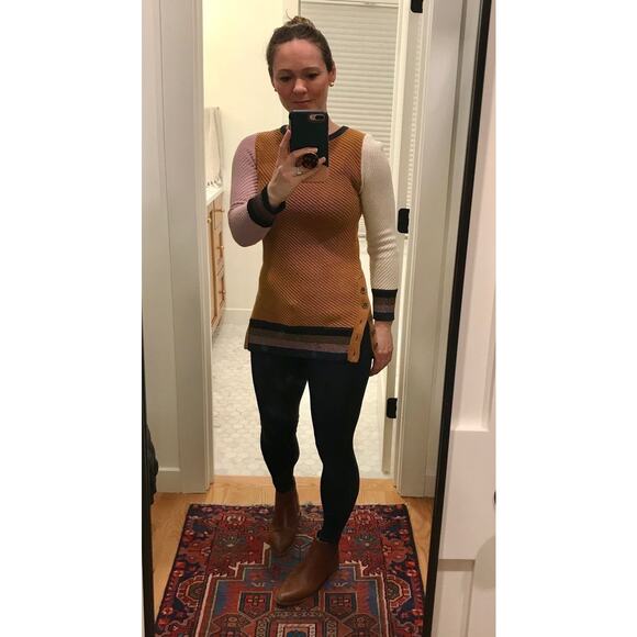 APIECE APART Orange 100% Cotton Almeria Side Button Side Sweater size Medium - Picture 14 of 15